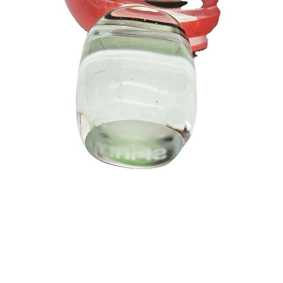 Swirl Art Glass Hand Blown Red Green Spirt Etched Sculpture Form Modern Holiday - Picture 5 of 7